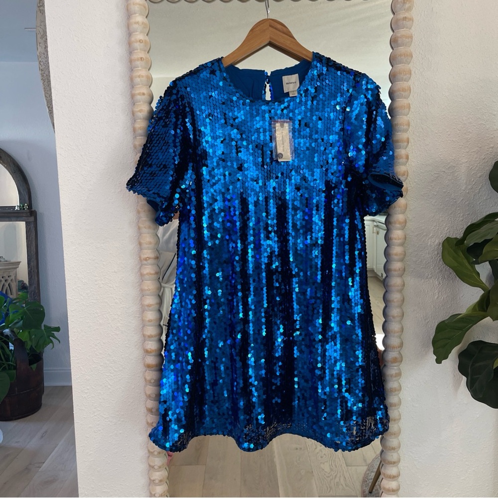 Maeve by ANTHROPOLOGIE Emma  Blue Sequin mini Dress women’s size small NWT